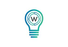 initiale lettre w logo avec ampoule vecteur
