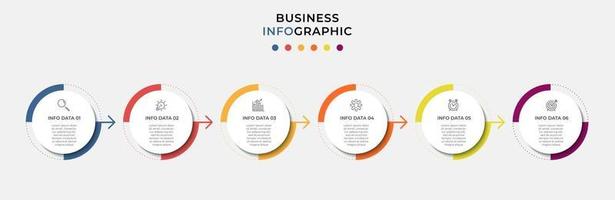 modèle de conception infographique avec icônes et 6 options ou étapes vecteur