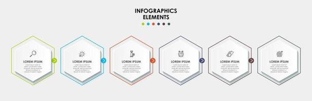 modèle de conception infographique avec icônes et 6 options ou étapes vecteur