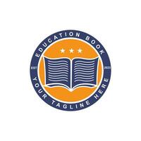 éducation livre badge logo conception. Université haute école emblème vecteur