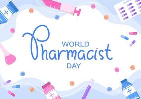 illustration vectorielle de la journée mondiale des pharmaciens vecteur
