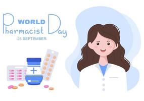 illustration vectorielle de la journée mondiale des pharmaciens vecteur