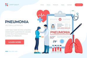 diagnostic médical - pneumonie. infection pulmonaire. vecteur