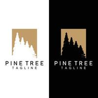 pin arbre logo, vecteur conception illustration modèle à feuilles persistantes arbre ancien silhouette forêt