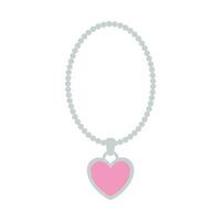 perle Collier avec rose cœur isolé sur blanc Contexte vecteur