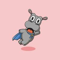 mignonne hippopotame est une héros dessin animé illustration vecteur