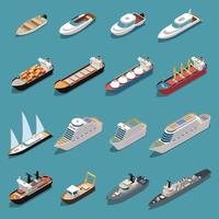 navires bateaux ensemble isométrique vector illustration