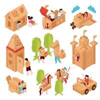 jeux en carton enfants mis en illustration vectorielle vecteur