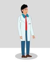 médecin 2d dessin animé personnage Trois trimestre vue vecteur