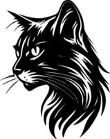 chat sauvage - noir et blanc isolé icône - vecteur illustration