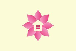fleur maison logo conception vecteur graphique