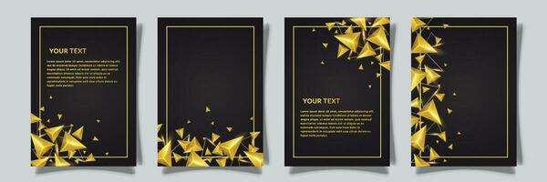 futuriste couverture ensemble collection vecteur avec d'or Triangle abstrait élément lumière effet
