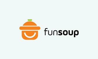 la poêle de soupe logo avec amusement sourire Facile style vecteur