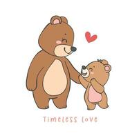 mignonne mère ours et bébé ours ayant réconfortant intemporel l'amour moment ensemble dessin animé griffonnage illustration collection, mère journée vecteur