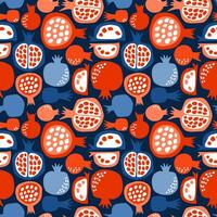 modèle avec brillant grenades sur une foncé bleu Contexte. vecteur numérique illustration. pour textile, fond d'écran, emballage, scrapbooking.