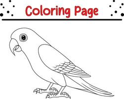 mignonne perroquet oiseau coloration page. noir et blanc vecteur illustration pour une coloration livre.