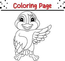mignonne oiseau coloration page. noir et blanc vecteur illustration pour une coloration livre.