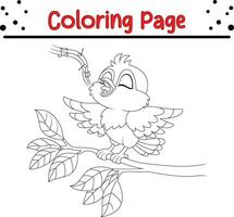 mignonne oiseau coloration page. noir et blanc vecteur illustration pour une coloration livre.