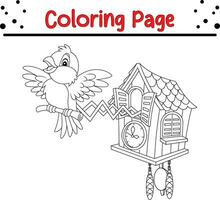 mignonne oiseau coloration page. noir et blanc vecteur illustration pour une coloration livre.