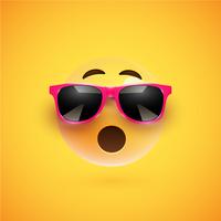 Smiley 3D haute-détaillé avec lunettes de soleil sur un fond coloré, illustration vectorielle vecteur