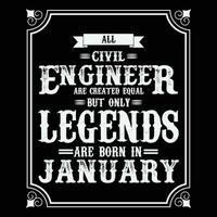 tout civil ingénieur sont égal mais seulement légendes sont née dans juin, anniversaire cadeaux pour femmes ou Hommes, ancien anniversaire chemises pour épouses ou les maris, anniversaire t-shirts pour sœurs ou frère vecteur