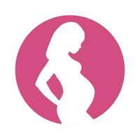 silhuette de Enceinte femme sur rose Contexte vecteur