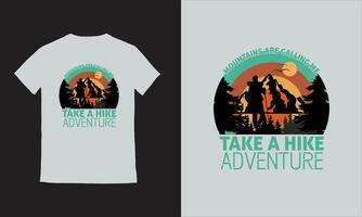 randonnée Extérieur T-shirt aventure T-shirt une promeneur escalade à le Haut de le Montagne. vecteur