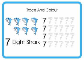 compter la trace et la couleur des requins numéro 7 vecteur