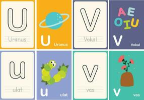 plat conception vecteur mignonne coloré abc alphabet flashcards imprimable pour des gamins premier mots activité