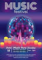 affiche du festival de musique disco de musique électronique pour la fête vecteur