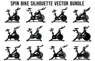 ensemble de tourner bicyclette silhouette vecteur empaqueter, intérieur exercice machine silhouettes