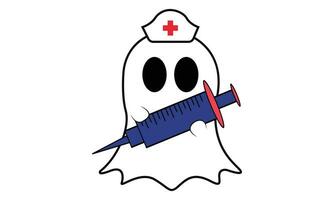 infirmière fantôme, Halloween allaitement fantôme graphique terrifiant agrafe art conception. vecteur