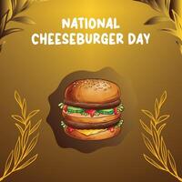 délicieux américain cheeseburger une faim élément de vite nourriture art sur nationale cheeseburger jour, septembre 18ème, Etats-Unis drapeau vecteur conception