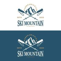 ski sport logo, hiver neige des sports conception rétro ancien vecteur illustration