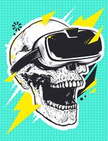 Crâne en lunettes de réalité virtuelle vecteur