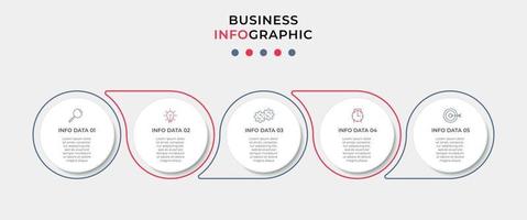 modèle de conception infographique avec des icônes et 5 options ou étapes vecteur