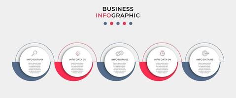 modèle de conception infographique avec des icônes et 5 options ou étapes vecteur