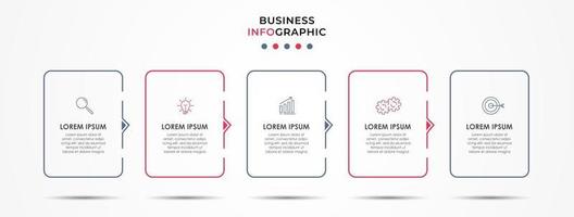 modèle de conception infographique avec des icônes et 5 options ou étapes vecteur