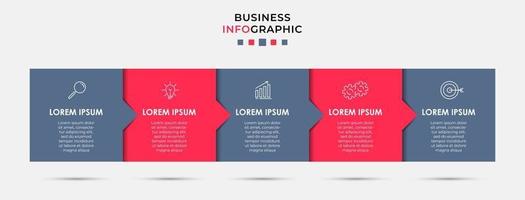 modèle de conception infographique avec des icônes et 5 options ou étapes vecteur