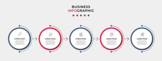 modèle de conception infographique avec des icônes et 5 options ou étapes vecteur