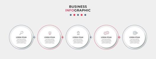 modèle de conception infographique avec des icônes et 5 options ou étapes vecteur