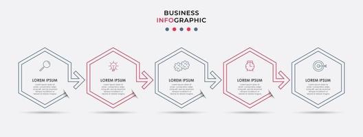 modèle de conception infographique avec des icônes et 5 options ou étapes vecteur