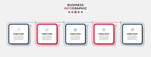 modèle de conception infographique avec des icônes et 5 options ou étapes vecteur