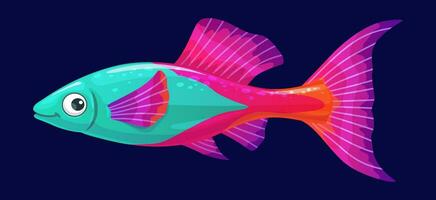 dessin animé poisson, mignonne aquarium poisson avec néon Couleur vecteur