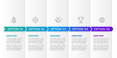 5 les options infographie conception modèle pour entreprise. jalon, anniversaire, planification, et feuille de route. vecteur illustration.