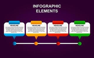 conception infographie éléments 4 pas les options pour présentations, affiches, mises en page, diagrammes et bannières avec plein couleur. vecteur