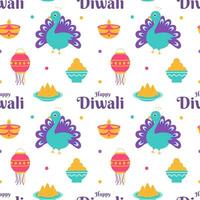 content diwali sans couture modèle illustration conception avec lumière Festival de Inde ornement dans dessin animé main tiré modèle vecteur