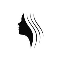cheveux salon icône avec art femme visage silhouette vecteur