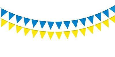 bleu et Jaune drapeau guirlande. Triangle fanions chaîne. fête fanions, fenêtre ou mur décoration décoration. fête drapeaux pour décor vecteur