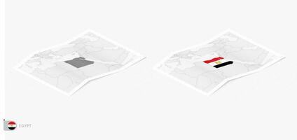 ensemble de deux réaliste carte de Egypte avec ombre. le drapeau et carte de Egypte dans isométrique style. vecteur